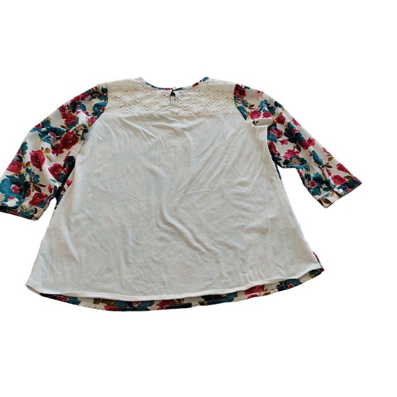 WOMAN'S VAN HAUSEN FLORAL AND LACE DRESS BLOUSE - SIZE LG. BLUE/GREEN RED - Picture 5 of 8